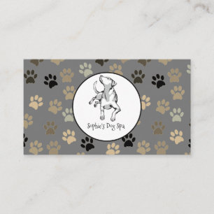 Hunde und Pfoten Druckmuster Hund Grooming Wellnes Visitenkarte