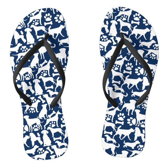 Hunde und Pfoten Muster 02.b DBlue BG Flip Flops (Fußbett)