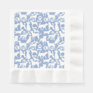 Hunde und Pfoten Muster 02.b LBlue BG Serviette