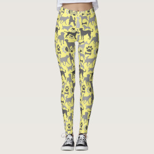 Hunde und Pfoten Muster 03.b gelber Hintergrund Leggings