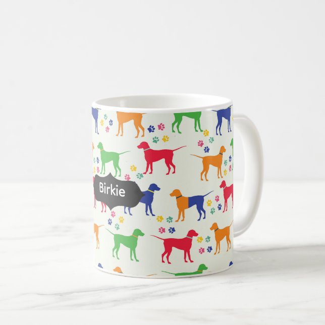 Hunde und Pfotenabdrücke Kaffeetasse (VorderseiteRechts)