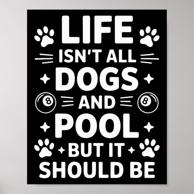 Hunde und Pool Billard Funny Pool Poster (Vorne)