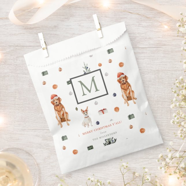 Hunde und Präsentierte Frohe Weihnachtsmonogramm Geschenktütchen (Ausgeschnitten)