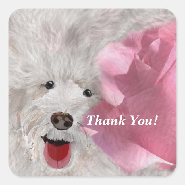 Hunde und Rose Quadratischer Aufkleber (Vorderseite)