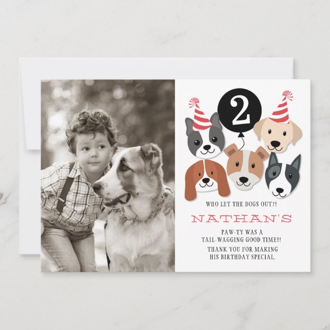 Hunde und schwarzes Ballon-Foto danken Ihnen zu Dankeskarte