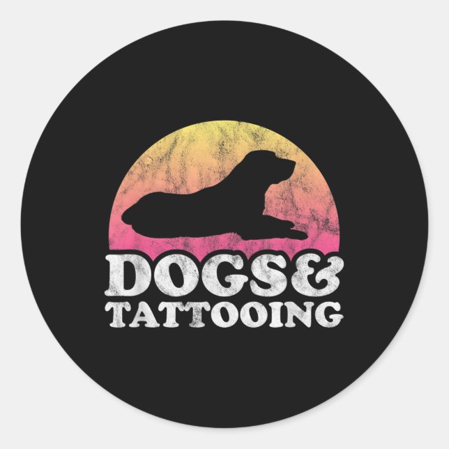 Hunde und tattowierende Männer oder Frauen, Hunde  Runder Aufkleber (Vorderseite)