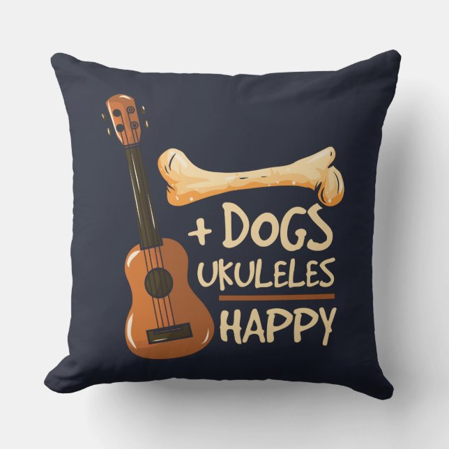 Hunde und Ukulele machen mich glücklich Kissen (Vorderseite)