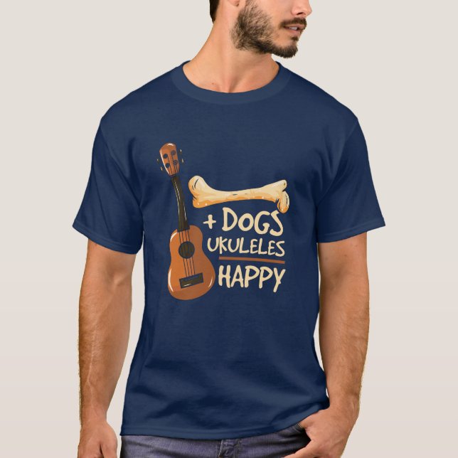 Hunde und Ukulele machen mich glücklich T-Shirt (Vorderseite)