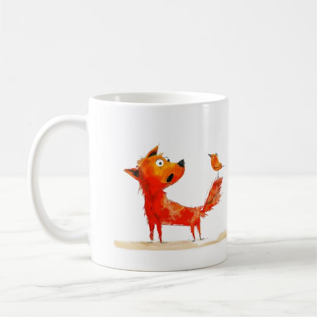 Hunde- und Vogel-Cartoon Kaffeetasse (Links)