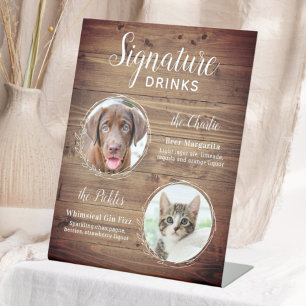 Hunde Unterschrift Drinks Haustier Foto Rustikale Sockelschild