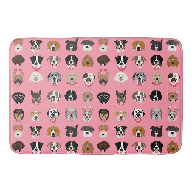 Hunde-Valentine-Gesichtspattern Badematte (Vorderseite)