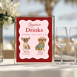 Hunde-Valentins-Signature-Drinks Hochzeitsschild Poster