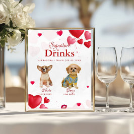 Hunde-Valentins-Signature-Drinks Hochzeitsschild Poster
