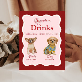Hunde-Valentins-Signature-Drinks Hochzeitsschild Sockelschild