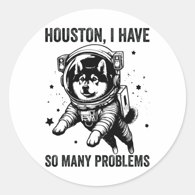 Hunde Vater Mama Space - Houston Problem Norwegisc Runder Aufkleber (Vorderseite)