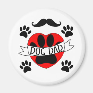 Hunde Vater Paw und Rotes Herz Zeichnend Magnet