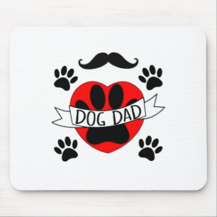 Hunde Vater Paw und Rotes Herz Zeichnend Mousepad