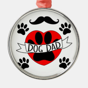Hunde Vater Paw und Rotes Herz Zeichnend Ornament Aus Metall