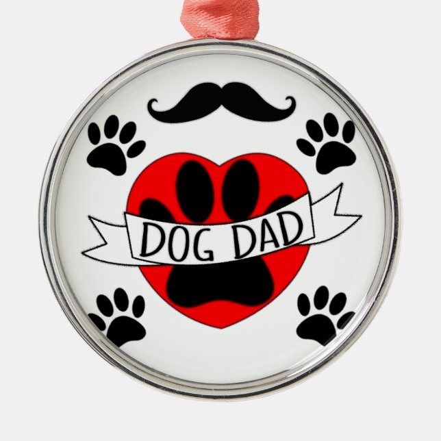 Hunde Vater Paw und Rotes Herz Zeichnend Ornament Aus Metall (Vorne)