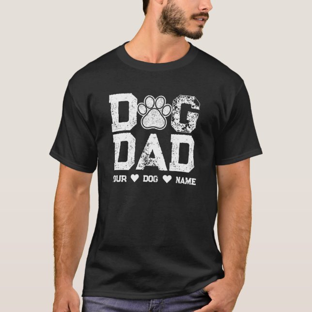 Hunde Vater Pfosten mit Hundename T-Shirt (Vorderseite)