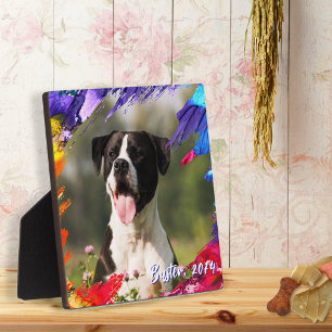 Hunde-Vater-Pinselstrich-Design Haustierfoto Fotoplatte