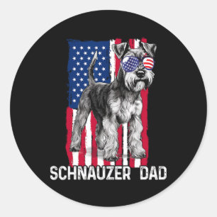 Hunde-Vater Vatertagsgeschenk Mini Schnauzer USA-F Runder Aufkleber