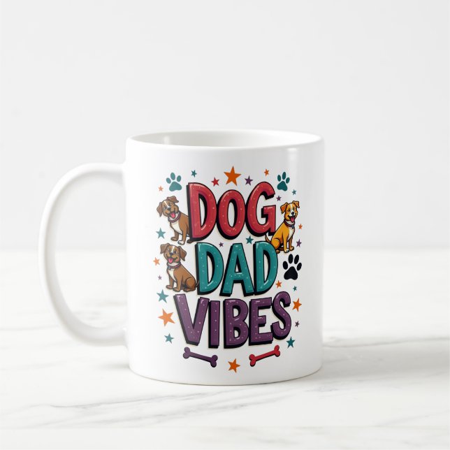 Hunde Vater Vibes - Retro Groovy 70er Kaffeetasse (Links)