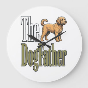 Hunde-Vater Vintage-Stich Hundeliebhaber-Design_1 Große Wanduhr