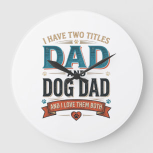 Hunde-Vater Vintage-Stickerei T-Shirt Design_1 Große Wanduhr
