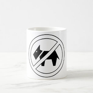Hunde verboten Fett gedrucktes Schwarz-Weiß-Symbol Kaffeetasse