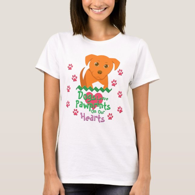 Hunde Verlass Pawprints T-Shirt (Vorderseite)