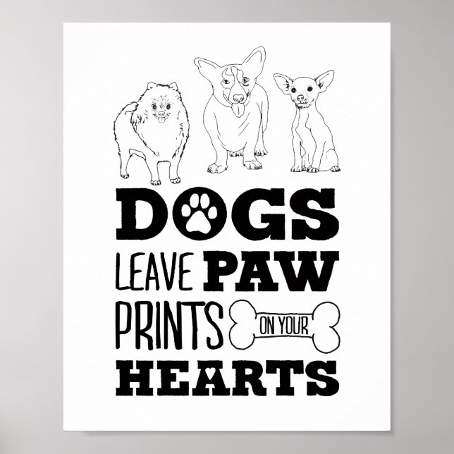 Hunde Verließ Paw Prints auf dem Niedlichen Welpen Poster (Vorne)