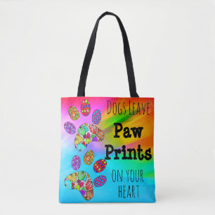 Hunde Verließ Paw Prints auf der Heart Tote Bag