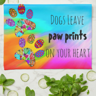 Hunde Verließ Paw Prints auf Ihrem Herz Küchentuch