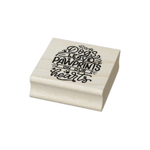 Hunde Verließ Pawprint auf unseren Herzen Gummistempel