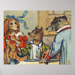 Hunde Viktorianisch Dinner Dress Doggy Poster