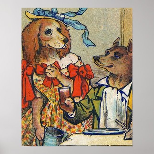 Hunde Viktorianisch Dinner Dress Doggy Poster (Vorne)