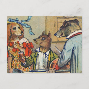 Hunde Viktorianisch Dinner Dress Doggy Postkarte