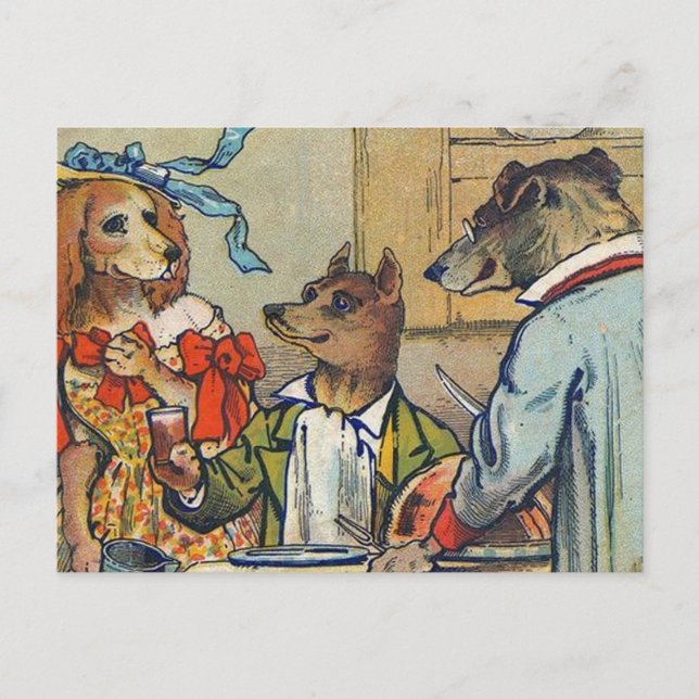 Hunde Viktorianisch Dinner Dress Doggy Postkarte (Vorderseite)