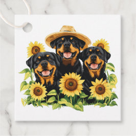 Hunde von Rottweiler, umgeben von Sonnenblumen Geschenkanhänger