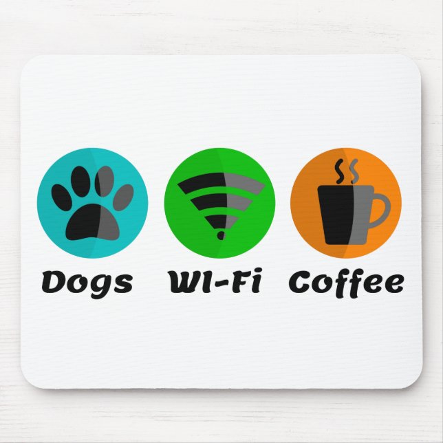 Hunde W-LAN und Kaffee Mousepad (Vorne)