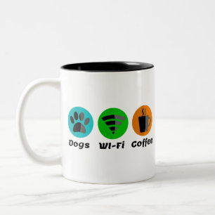Hunde W-LAN und Kaffee Zweifarbige Tasse