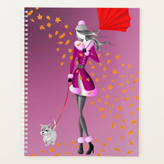 Hunde Walker Herbst bleibt rosa Planer (Vorderseite)