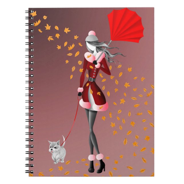 Hunde Walker Herbstleaves Notizblock (Vorderseite)