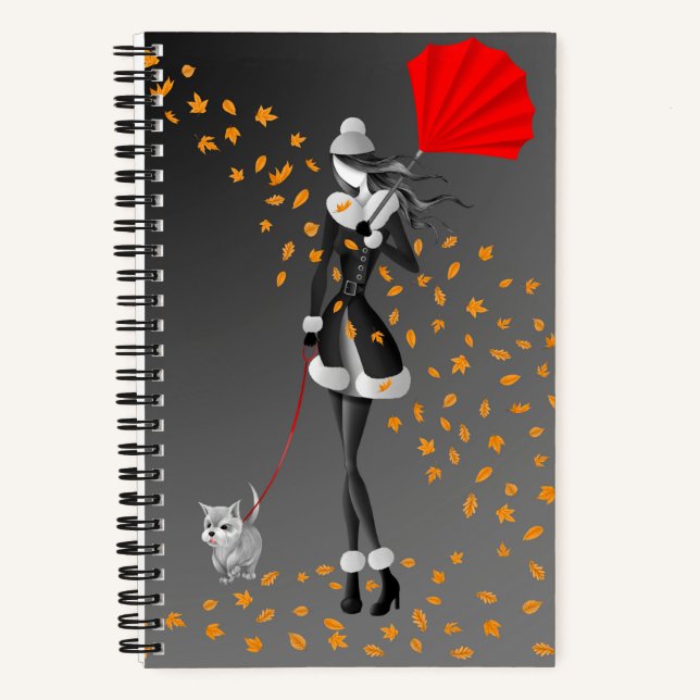 Hunde Walker Herbstleaves Notizbuch (Vorderseite)
