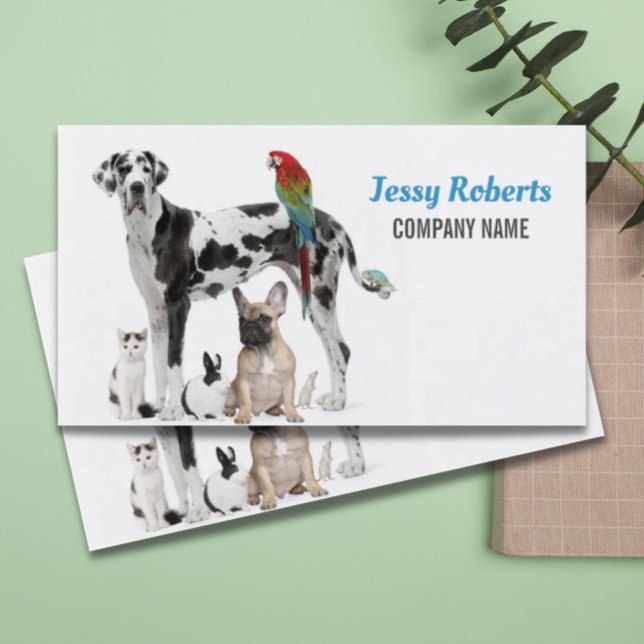 Hunde Walker Tierpflege Tierärztliche Haustiere Si Visitenkarte (Dog Walker Animal Care Veterinarian Pet Sitting Business Card)
