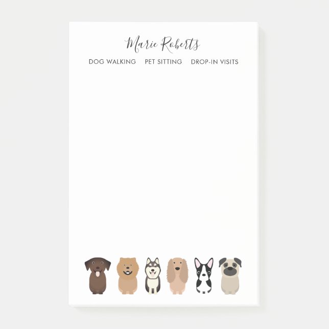 Hunde wandern, Haustiere sitzen, Hunde Boarding, e Post-it Klebezettel (Vorderseite)