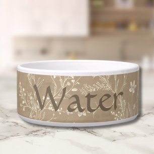Hunde-Wasserschale - Braun Botanisch. Personalisie Napf