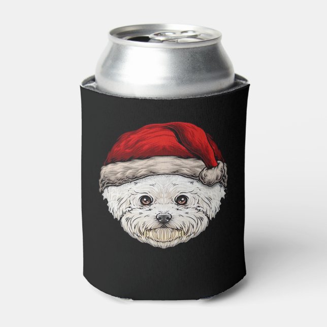 Hunde Weihnachten Bichon Weihnachtsmannmütze auf e Dosenkühler (Kanne Vorderseite)