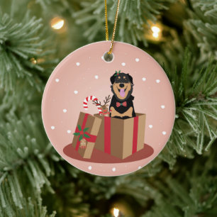 Hunde Weihnachten Gegenwart Keramik Ornament